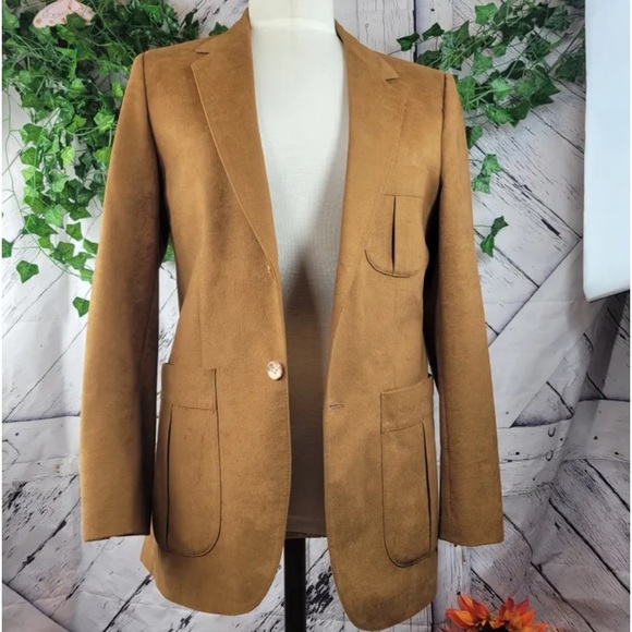ENKA Petal Suede (Faux) Golden Touch Vintage Blazer, Union Made USA - Picture 2 of 10